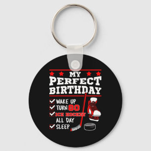Ice Hockey 80th Perfect Birthday Party Player Spor Key Ring