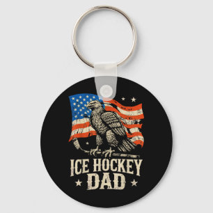 Ice Hockey Aamerican Flag Ice Hockey Dad Key Ring