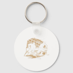 Ice Hockey Action Silhouette Graphic (1) Key Ring