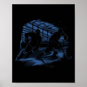 Ice Hockey Action Silhouette Graphic _1 Poster
