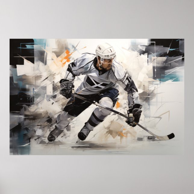 Ice Hockey Action Sport Painting Abstract Art Deco Poster (Front)