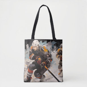 Ice Hockey Action Sport Painting Abstract Art Deco Tote Bag