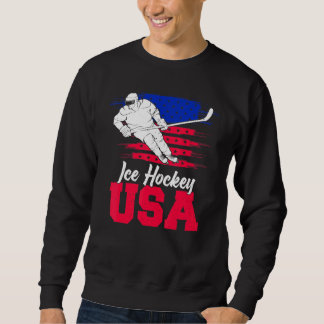 Ice Hockey  American Flag  USA Flag Support Team Sweatshirt