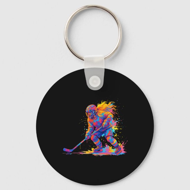 Ice Hockey And Ice Hockey Graphic Women; Teen Girl Key Ring (Front)