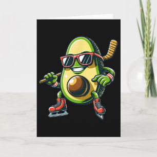 Ice Hockey Avocado Skating Fun Shades Card