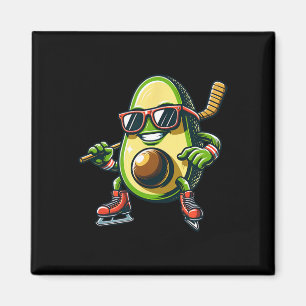 Ice Hockey Avocado Skating Fun Shades  Magnet