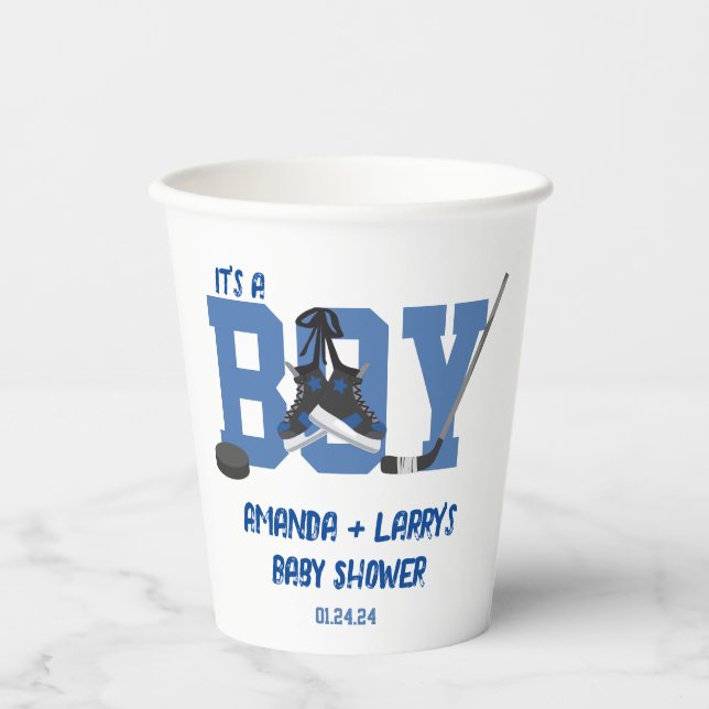 Ice Hockey Baby Shower Paper Cups (Front)