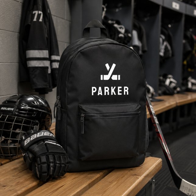  Ice Hockey Backpack | Custom Player Name Kit Bag (Personalized ice hockey backpack with player name and stick icon for busy rink days.)