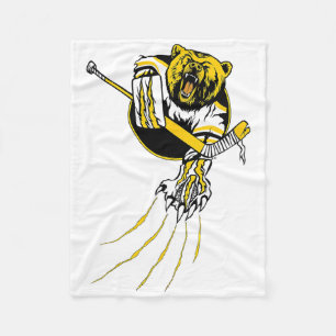 Ice Hockey Bear Grizzly Goalie Beast Design Fleece Blanket