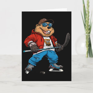 Ice Hockey Beaver Card