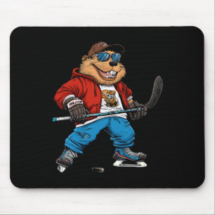 Ice Hockey Beaver Mouse Pad