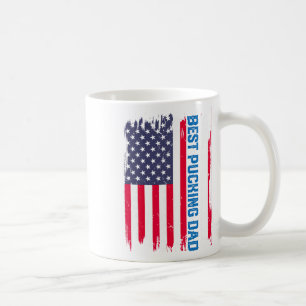 Ice Hockey Best Pucking Dad Usa American Flag Fath Coffee Mug