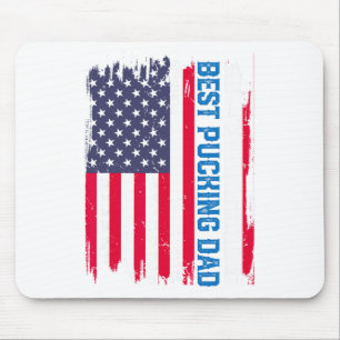Ice Hockey Best Pucking Dad Usa American Flag Fath Mouse Pad