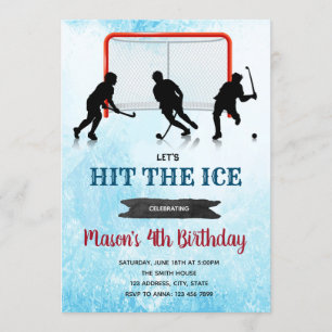 Ice hockey birthday party invitation