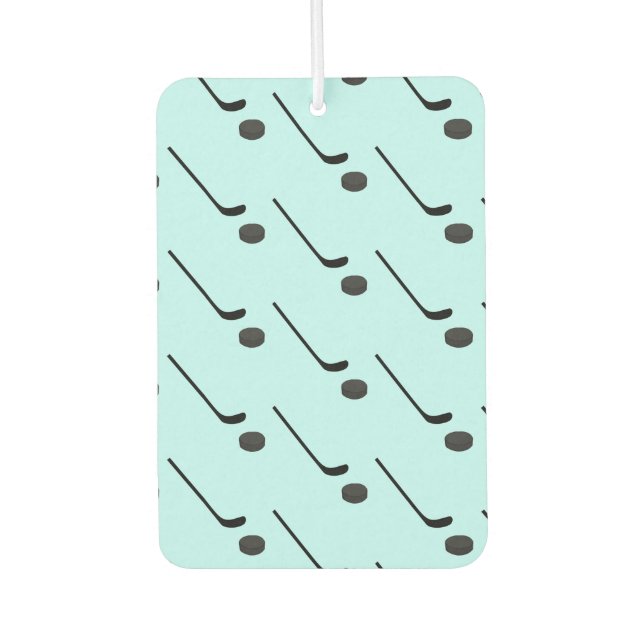 Ice Hockey Black Colour Sticks Puck Light Blue Car Air Freshener (Front)