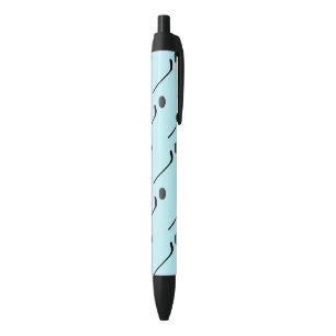 Ice Hockey Black Colour Sticks Puck Light Blue Ink Pen