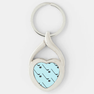 Ice Hockey Black Colour Sticks Puck Light Blue Key Ring