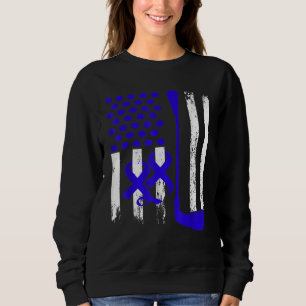 Ice Hockey Blue USA Flag Diabetes Awareness Month  Sweatshirt