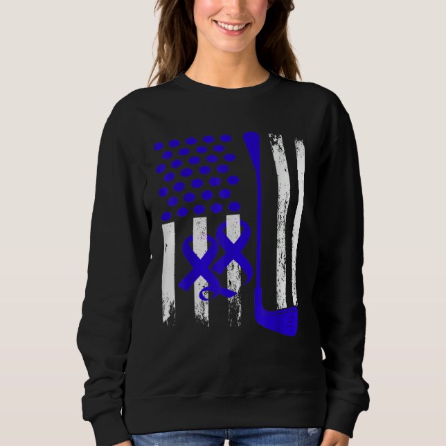 Ice Hockey Blue USA Flag Diabetes Awareness Month  Sweatshirt (Front)