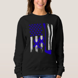 Ice Hockey Blue USA Flag Diabetes Awareness Month  Sweatshirt