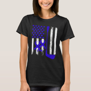 Ice Hockey Blue USA Flag Diabetes Awareness Month  T-Shirt