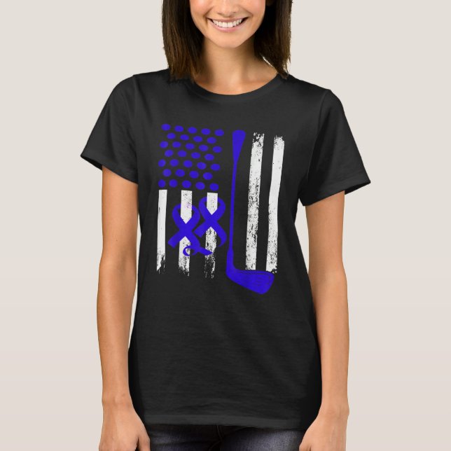 Ice Hockey Blue USA Flag Diabetes Awareness Month  T-Shirt (Front)
