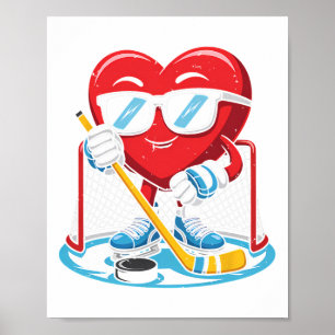 Ice Hockey Boys Men Funny Hockey Heart Love Poster