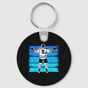 Ice Hockey Boys Number 9 9th Birthday 9 Year Old H Key Ring