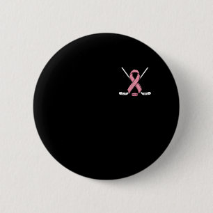 Ice Hockey Breast Cancer Awareness Month Pink Ribb 6 Cm Round Badge