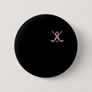 Ice Hockey Breast Cancer Awareness Month Pink Ribb 6 Cm Round Badge