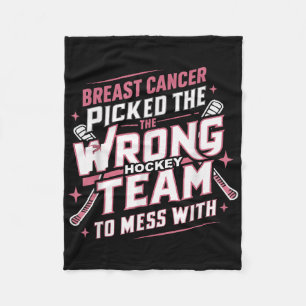 Ice Hockey Breast Cancer Awareness Month Pink Ribb Fleece Blanket