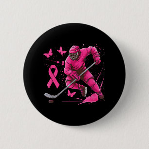 Ice Hockey Breast Cancer Awareness Player Pink Spl 6 Cm Round Badge