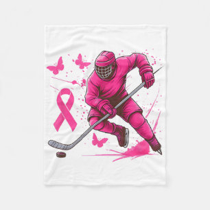 Ice Hockey Breast Cancer Awareness Player Pink Spl Fleece Blanket