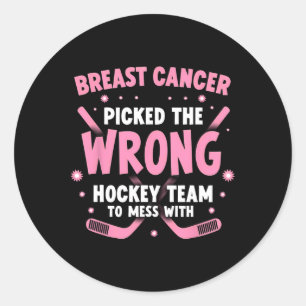 Ice Hockey Breast Cancer Warrior Survivor Classic Round Sticker