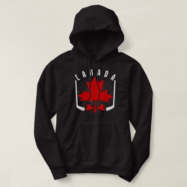 Ice Hockey Canadian Pride Maple Leaf Country Canad Hoodie (Design Front)