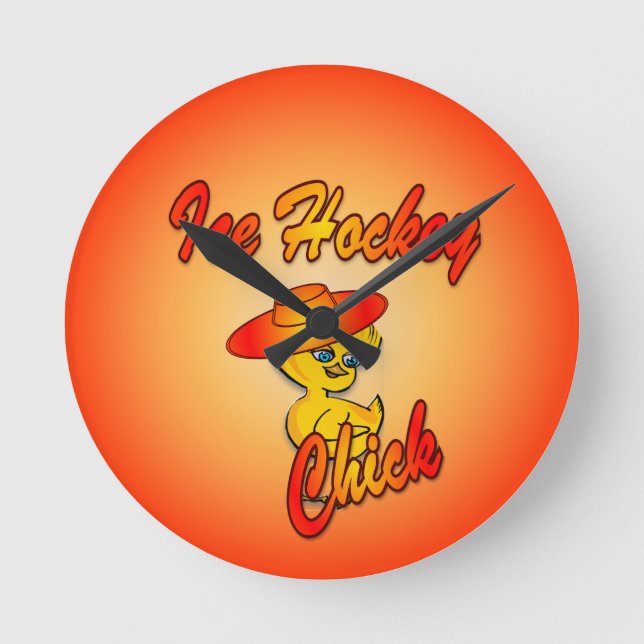 Ice Hockey Chick #5 Round Clock (Front)