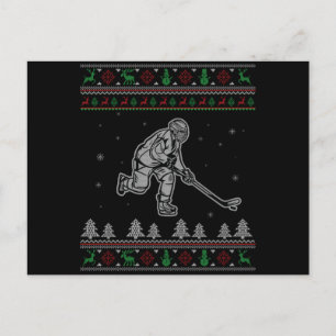 Ice Hockey Christmas Funny Ugly Christmas Sweater Postcard
