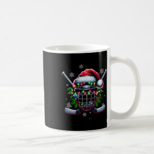 Ice Hockey Christmas Helmet Santa Hat Winter Sport Coffee Mug