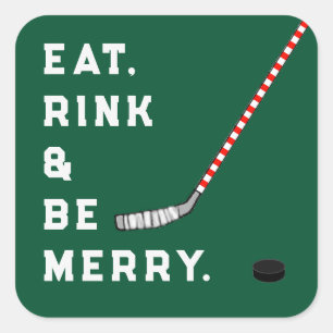 Ice Hockey Christmas Holiday Square Sticker
