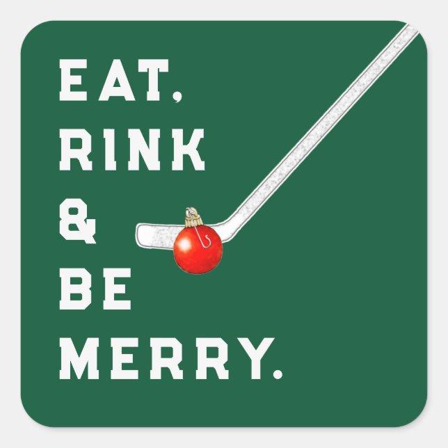 Ice Hockey Christmas Holiday Square Sticker (Front)