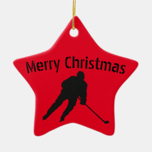 Ice hockey Christmas ornament - player red black