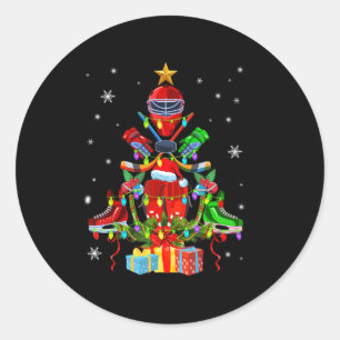 Ice Hockey Christmas Ornament Tree Fun Xmas Gift B Classic Round Sticker