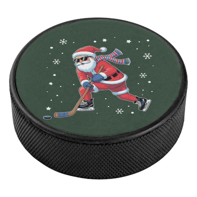 Ice Hockey Christmas Santa Playing Ice Sports Team Puck (3/4)