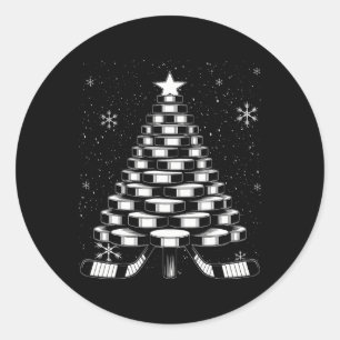 Ice Hockey Christmas Tree For Sports Lovers Player Classic Round Sticker