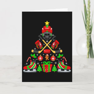 Ice Hockey Christmas Tree Lights Funny Xmas Family Card