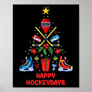 Ice Hockey Christmas Tree Ornaments Fun Xmas Boys Poster