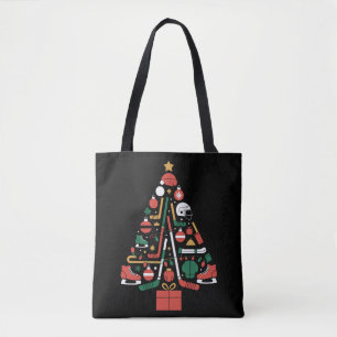 Ice Hockey Christmas Tree Xmas Sports Tote Bag
