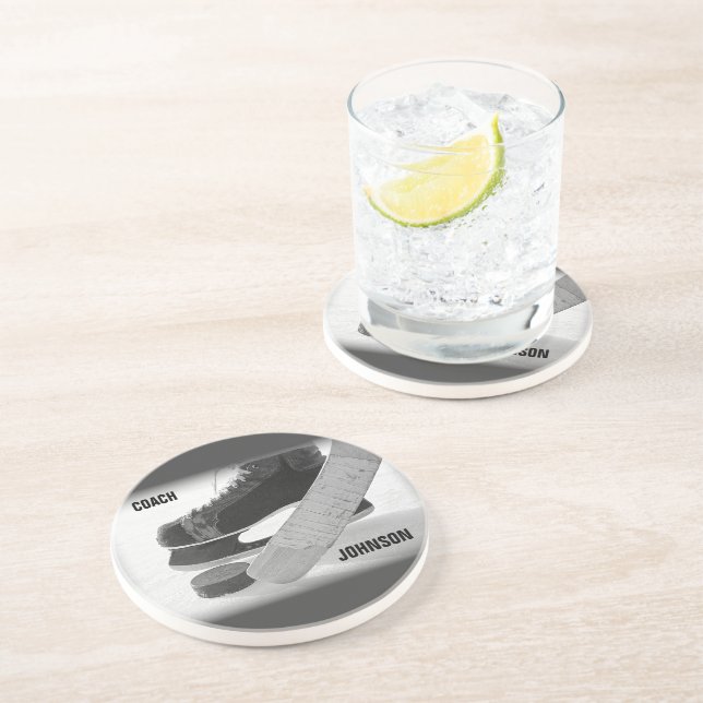 Ice Hockey Coach Thank You Coaster (Side)
