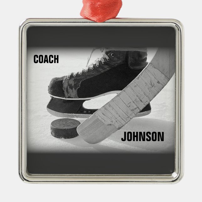 Ice Hockey Coach Thank You Metal Tree Decoration (Front)