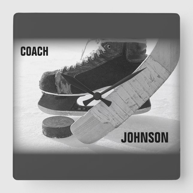 Ice Hockey Coach Thank You Square Wall Clock (Front)